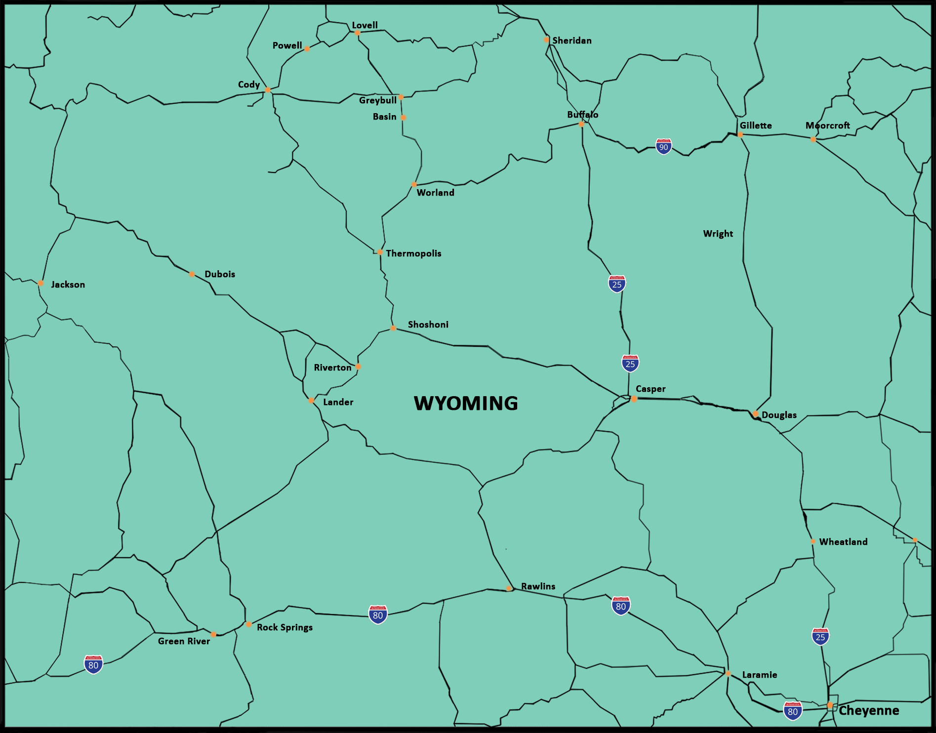 Wyoming delivery timeframe map showing service areas and estimated delivery times.